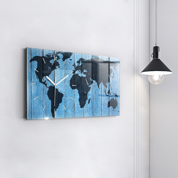 Horloge rectangulaire horizontale Carte du monde du plateau
