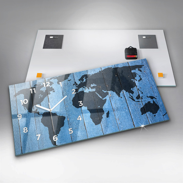 Horloge rectangulaire horizontale Carte du monde du plateau