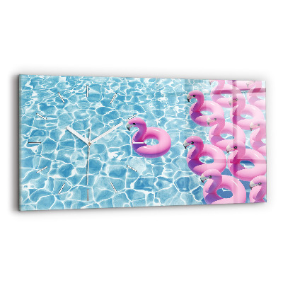 Horloge rectangulaire horizontale Pissenlits flamants roses