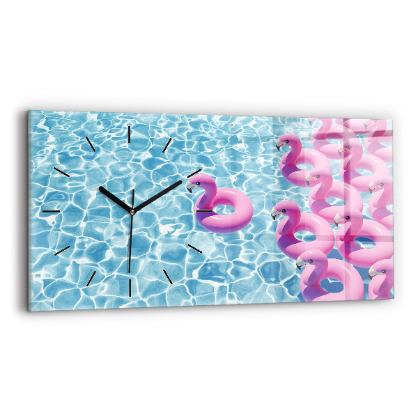Horloge rectangulaire horizontale Pissenlits flamants roses