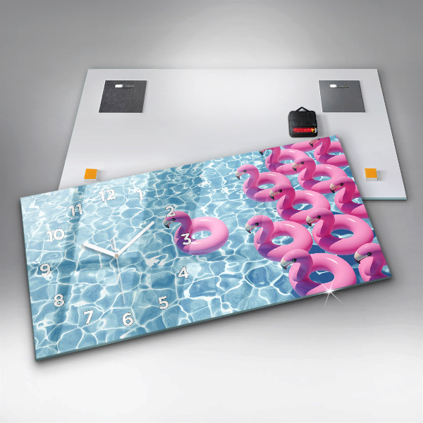 Horloge rectangulaire horizontale Pissenlits flamants roses