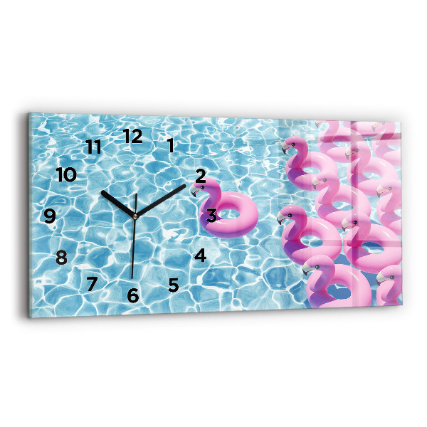Horloge rectangulaire horizontale Pissenlits flamants roses