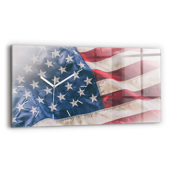 Horloge rectangulaire horizontale drapeau américain