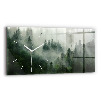 Horloge rectangulaire horizontale Forêt brumeuse