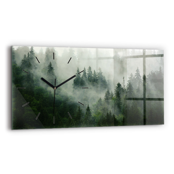Horloge rectangulaire horizontale Forêt brumeuse