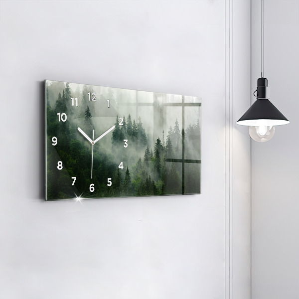 Horloge rectangulaire horizontale Forêt brumeuse
