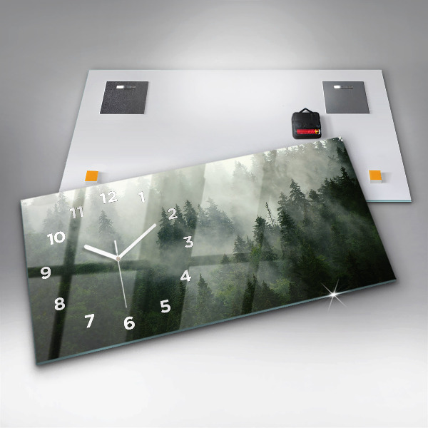 Horloge rectangulaire horizontale Forêt brumeuse