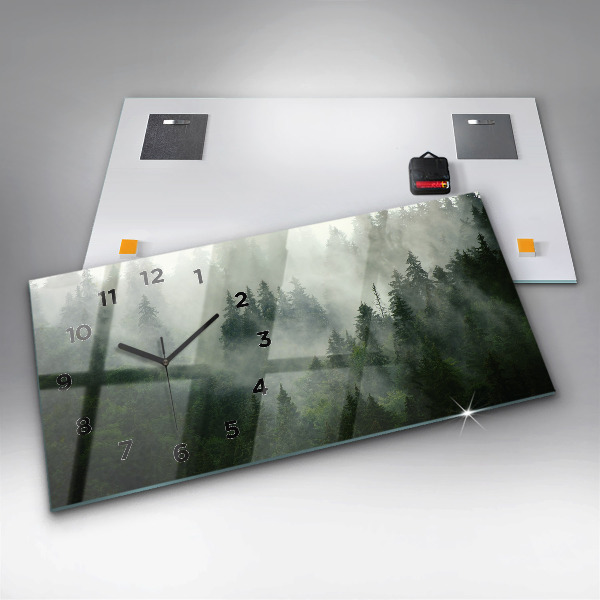 Horloge rectangulaire horizontale Forêt brumeuse
