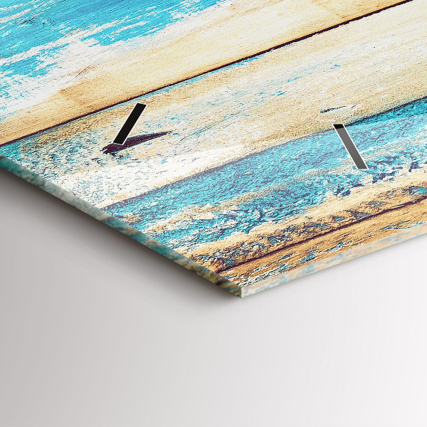 Horloge rectangulaire horizontale Bois rayé