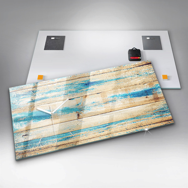 Horloge rectangulaire horizontale Bois rayé