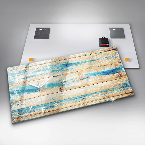Horloge rectangulaire horizontale Bois rayé