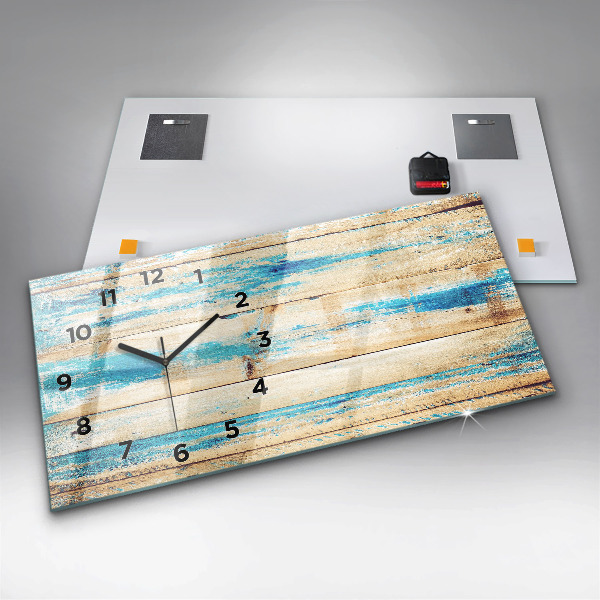 Horloge rectangulaire horizontale Bois rayé