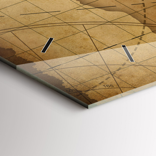 Horloge rectangulaire horizontale Carte du monde vintage