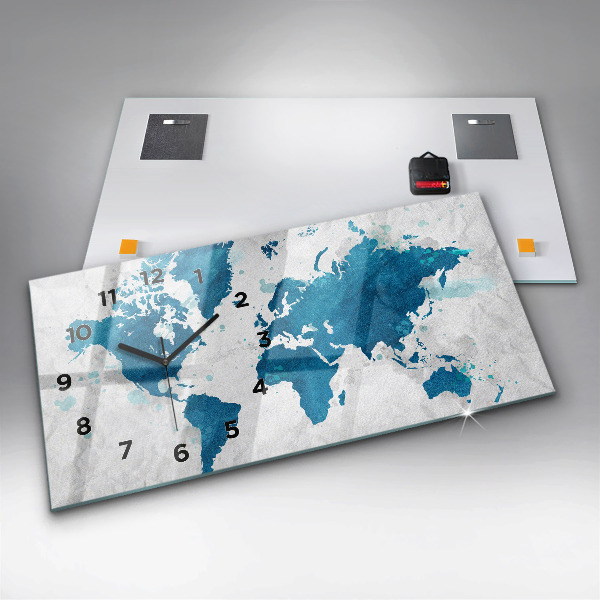 Horloge rectangulaire horizontale Carte du monde