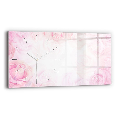 Horloge rectangulaire horizontale Roses abstraites