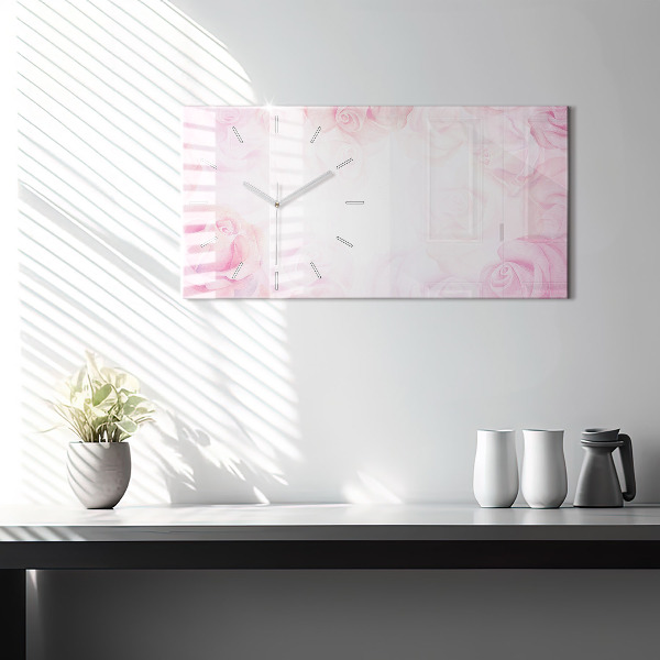 Horloge rectangulaire horizontale Roses abstraites