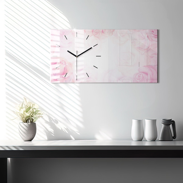 Horloge rectangulaire horizontale Roses abstraites