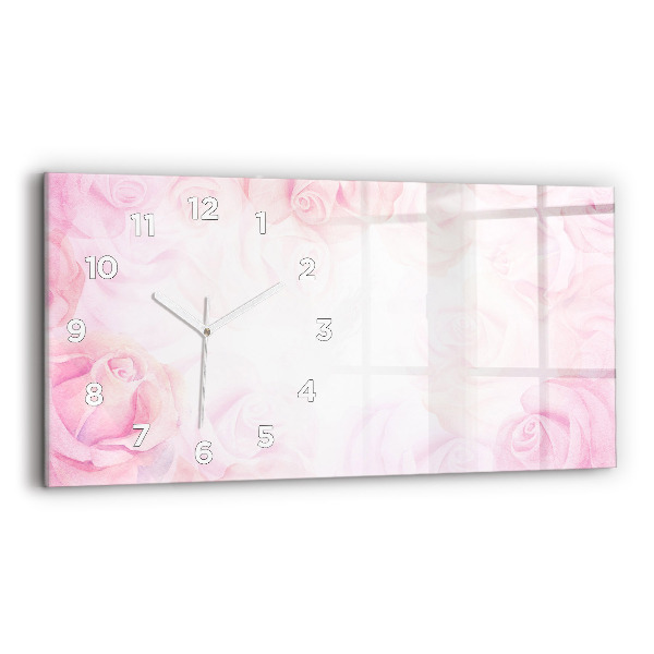 Horloge rectangulaire horizontale Roses abstraites