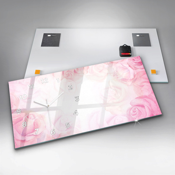 Horloge rectangulaire horizontale Roses abstraites