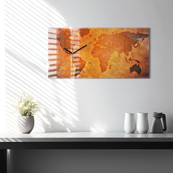 Horloge rectangulaire horizontale Grande carte du monde
