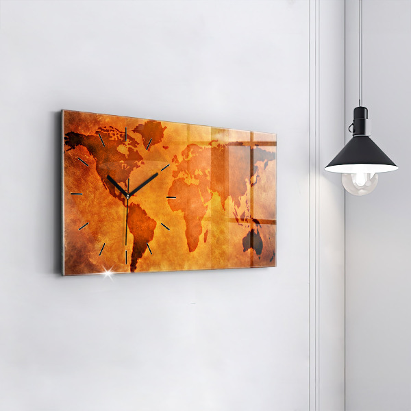 Horloge rectangulaire horizontale Grande carte du monde