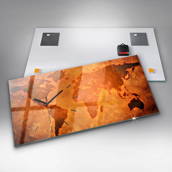 Horloge rectangulaire horizontale Grande carte du monde