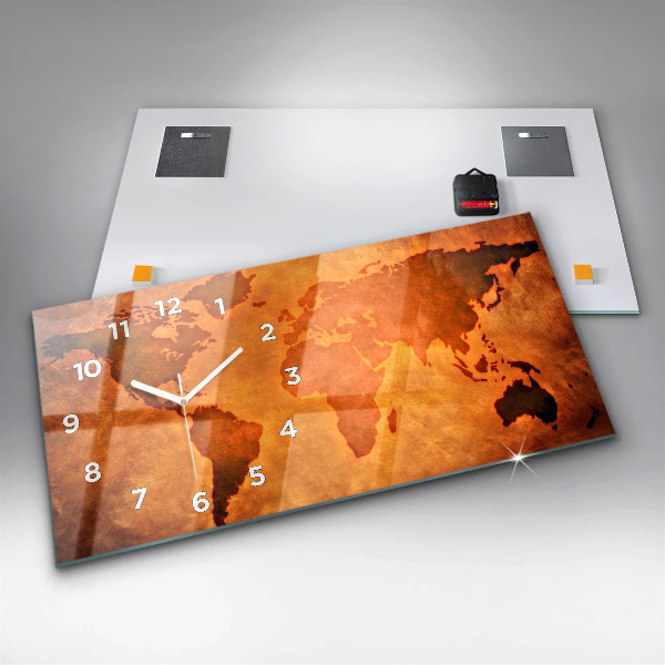 Horloge rectangulaire horizontale Grande carte du monde
