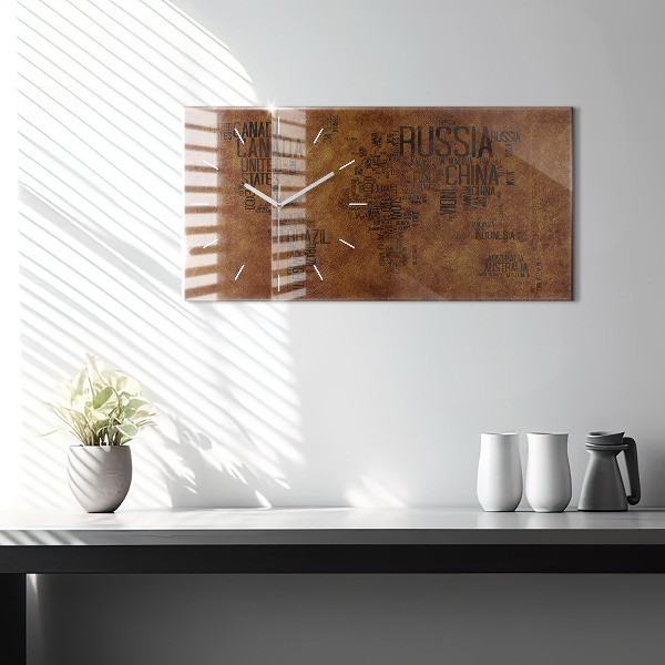 Horloge rectangulaire horizontale Carte des noms de pays