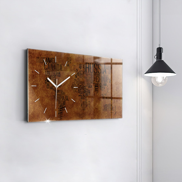 Horloge rectangulaire horizontale Carte des noms de pays