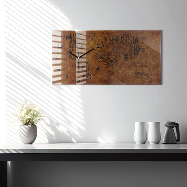 Horloge rectangulaire horizontale Carte des noms de pays