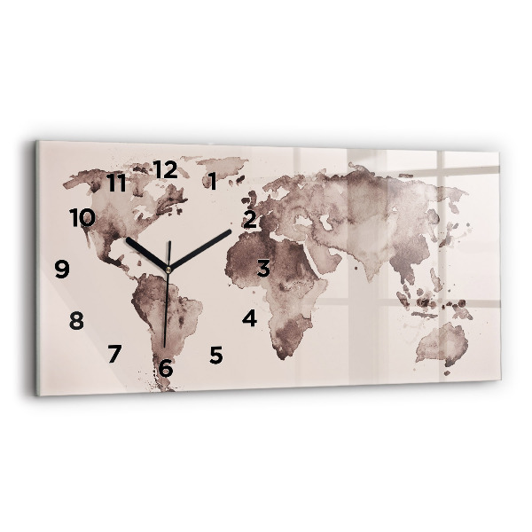 Horloge rectangulaire horizontale 'Carte du monde à l''aquarelle'