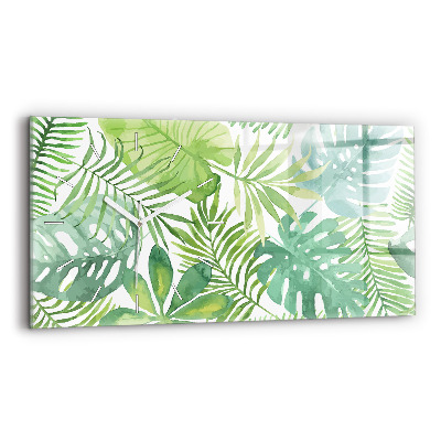 Horloge rectangulaire horizontale Feuilles vertes