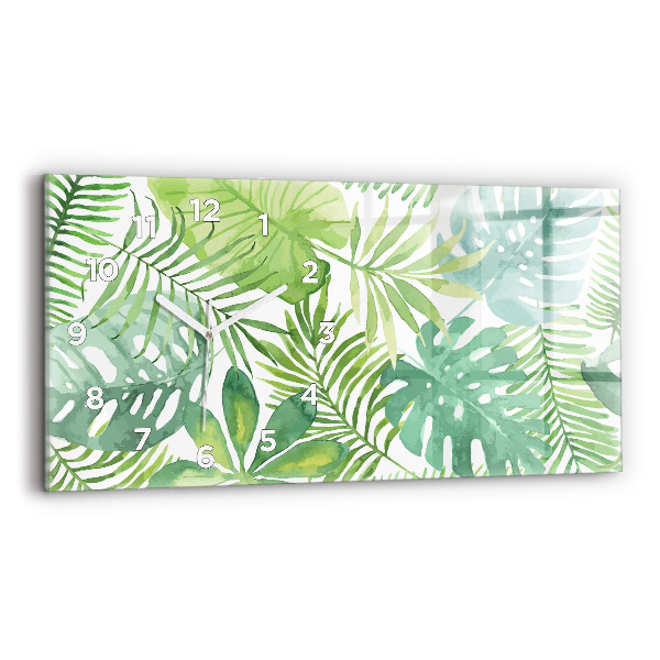 Horloge rectangulaire horizontale Feuilles vertes