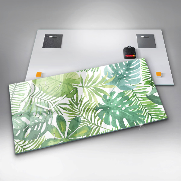 Horloge rectangulaire horizontale Feuilles vertes