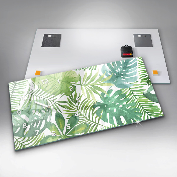 Horloge rectangulaire horizontale Feuilles vertes
