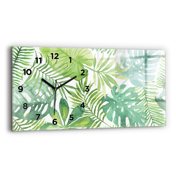 Horloge rectangulaire horizontale Feuilles vertes