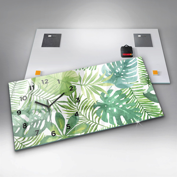 Horloge rectangulaire horizontale Feuilles vertes