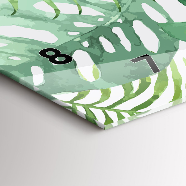 Horloge rectangulaire horizontale Feuilles vertes