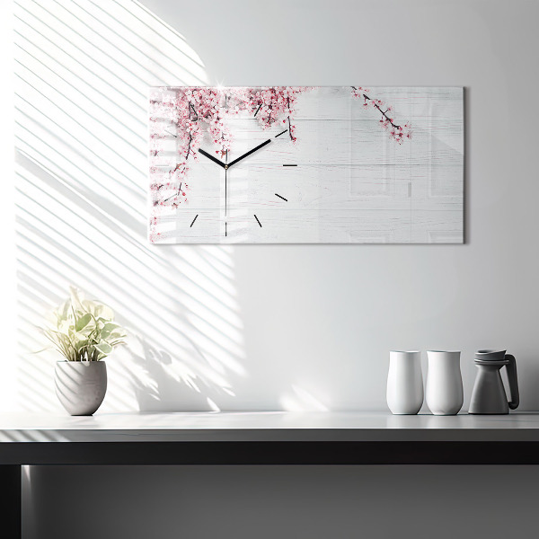 Horloge rectangulaire horizontale Fleurs de printemps