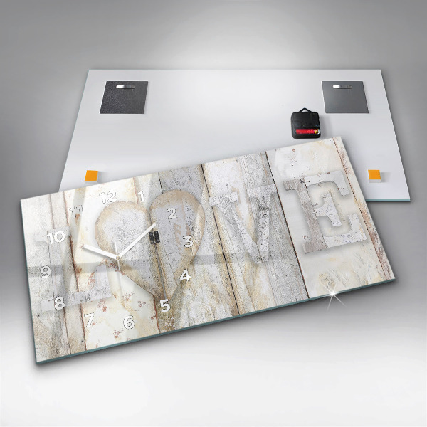 Horloge rectangulaire horizontale 'L''inscription amour'