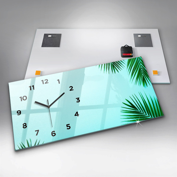 Horloge rectangulaire horizontale feuilles de palmier