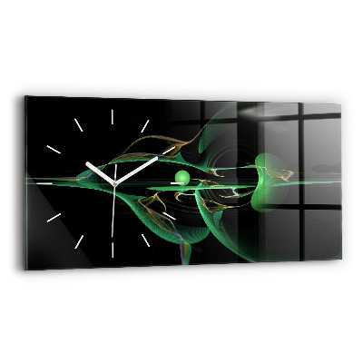Horloge murale horizontale Abstraction verte