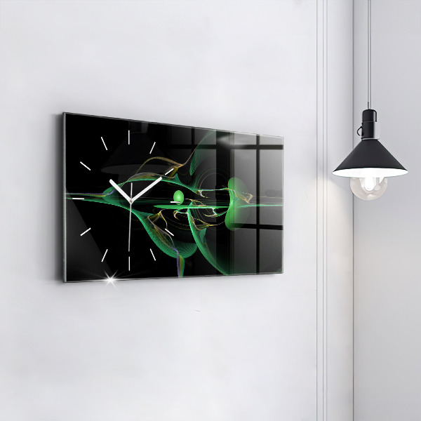 Horloge murale horizontale Abstraction verte