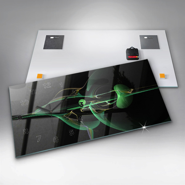 Horloge murale horizontale Abstraction verte