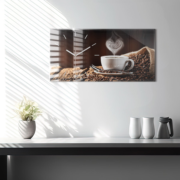Horloge murale horizontale Une tasse de café