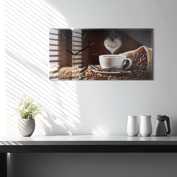 Horloge murale horizontale Une tasse de café