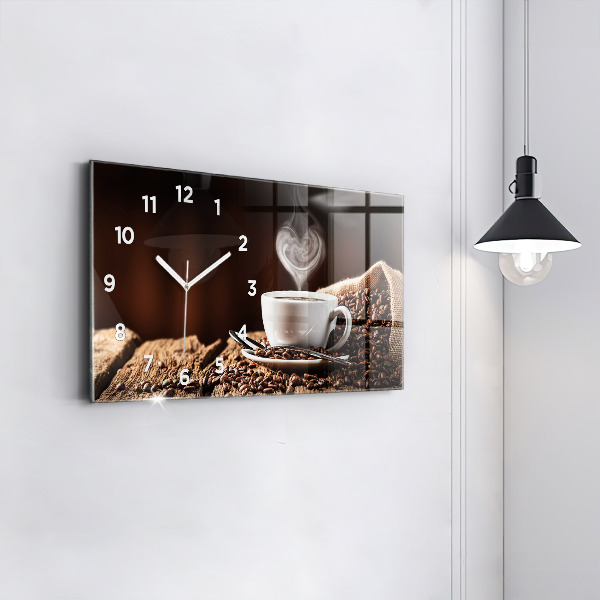 Horloge murale horizontale Une tasse de café