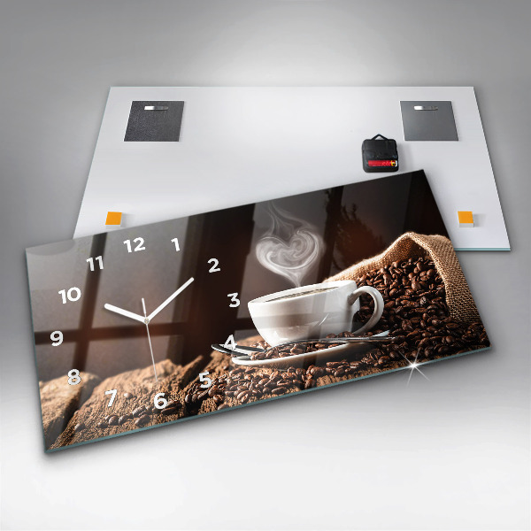 Horloge murale horizontale Une tasse de café