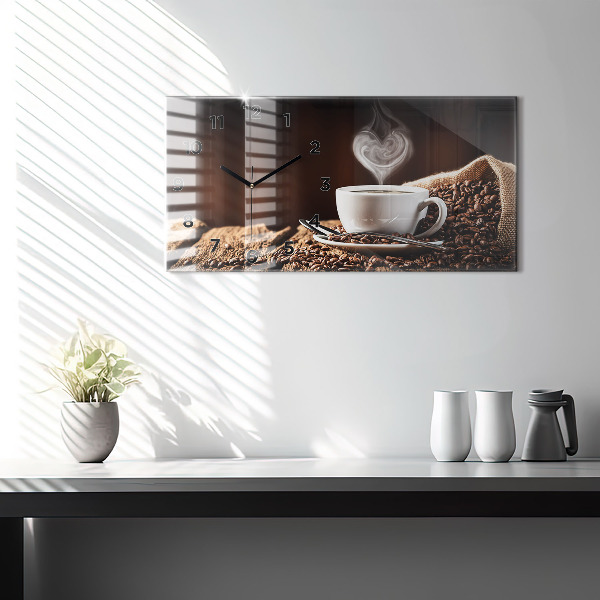 Horloge murale horizontale Une tasse de café
