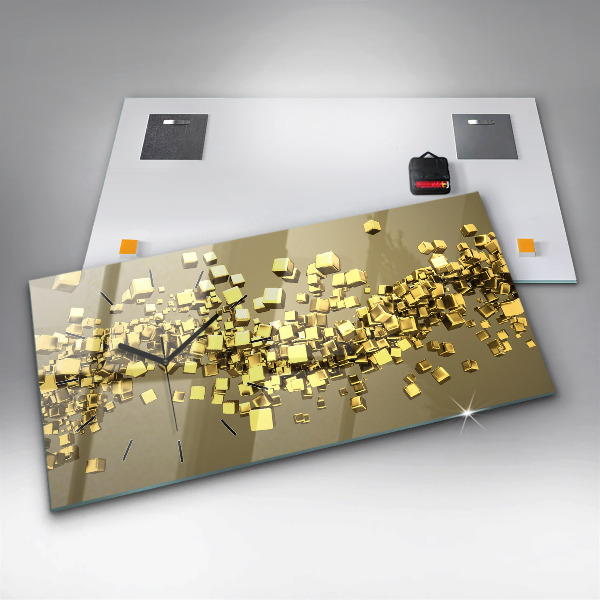 Horloge murale horizontale Carrés dorés